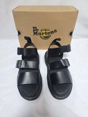 Dr Martens Gryphon Brando Black Leather Sandals Women's US 7 EU 38 NIB